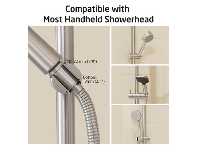 Bathroom Shower Slide Bar 40-Inch with Adjustable Handheld Shower Head Holder for Bathroom Wall Mounted SUS 304 Stainless Steel Brushed Finish,...