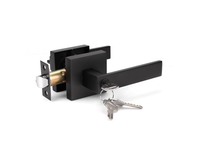 Exterior Door Handle Heavy Duty Keyed Entry Door Lever Set(Not Keyed Alike) Entrance Handleset, Matte Black Finish, Left or Right Handing Door...