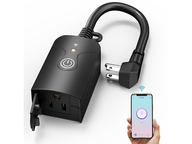 Outdoor Smart WiFi Plug, Heavy Duty 1 Grounded Outlet Timer, 1 Pack IP44 Weatherproof Timer Outlet with App Wireless Remote Control, Works with...