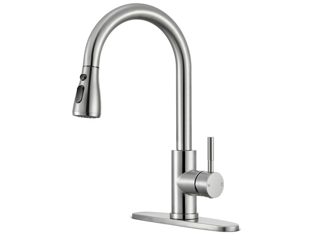 Kitchen Faucets with Pull Down Sprayer, Brushed Nickel High Arc Single Handle Stainless Steel Kitchen Sink Faucet, Single hole or 3 Hole, for...