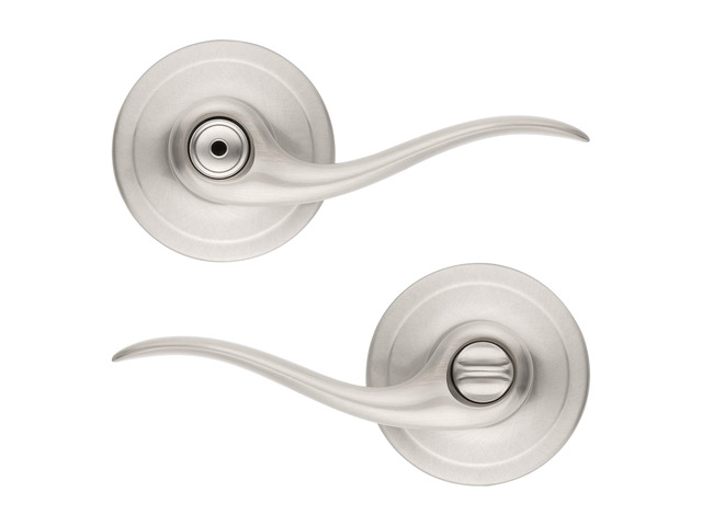 Tustin Interior Privacy Door Handle with Lock, Door Lever For Bathroom and Bedroom, Satin Nickel Reversible Keyless Turn Lock, with Microban...