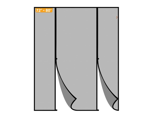 Magnetic Screen Door, for Sliding Doors 72' x 80', Black Screen Size 74' x 81', Double-Sided Opening, Reinforced Mesh with Strong Magnets, For...