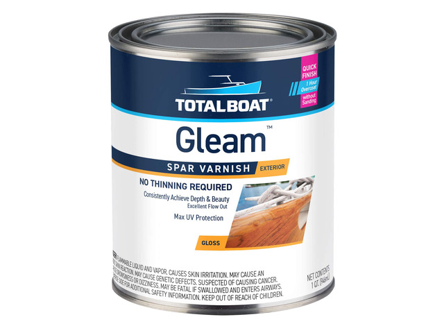 Gleam Marine Spar Varnish for Boats & Outdoor Wood - Gloss Quart Oil-Based Polyurethane Finish; No Thinning; UV Inhibitors; Wooden Boats, Yacht...