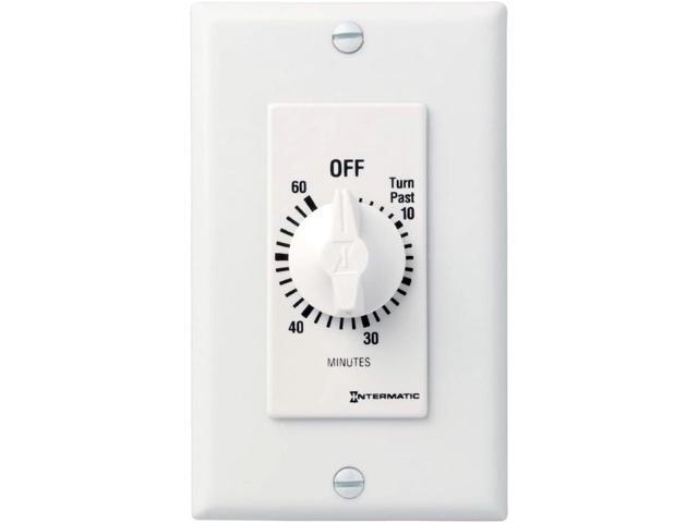 SW60MWK 60-Minute Spring-Wound Timer, White Energy-Saving Mechanical Control for Lights and Appliances, Easy Install with No Neutral Wire Required