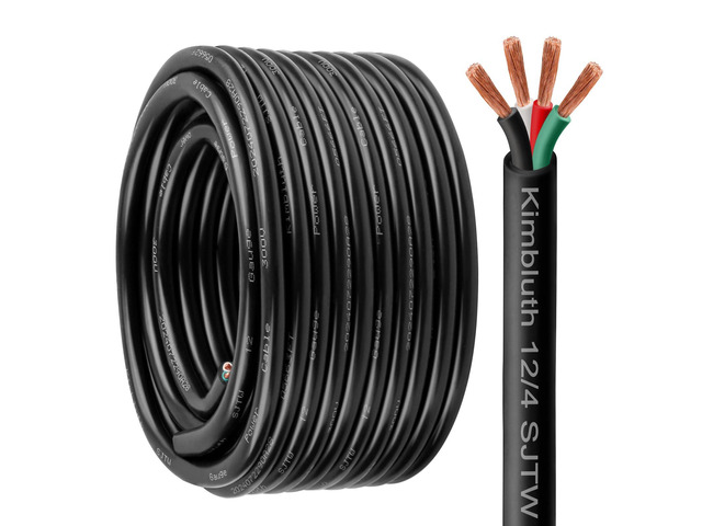 12 Gauge 4 Conductor Wire SJTW Outdoor Extension Power Cable 10FT, 12/4 Wire Heavy Duty Pure Copper Electrical Wire for Lawn, Battery, Automotive,...