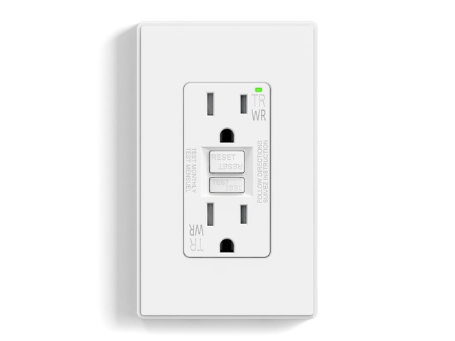 GFCI Outlet Outdoor, 15 Amp Self-Test GFI Electrical Outlet with Thinner Design, Weather & Tamper Resistant GFCI Receptacle, Ground Fault...