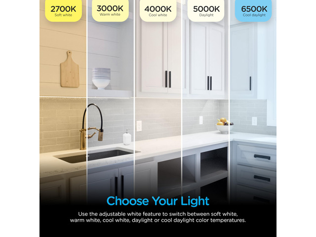 12 Inch Plug in Under Cabinet Light with 5 Color Temperatures Dimmable 855 Lumens, Soft White to Daylight Lighting, One-Touch Sync Linkable Under...