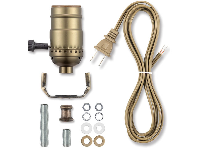 Lamp Making Kit, Lamp Parts for Repair Replacement or Rewire Table and Floor Lamps, 3 Way Socket 12 Foot Matching Cord and Essential Hardware, DIY...