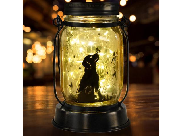 Dog Lover Gifts for Women/Mom/Grandma/Sister, Dog Butterfly Solar Lights Outdoor Hanging Dog Solar Lanterns Outdoor Fairy Lights, Puppy Decor for...