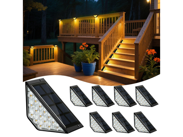 Solar Step Lights for Outside, Solar Stair Lights Outdoor Waterproof, Deck Step Lights for Fence, Patio, Yard, Porch, Front Door, Sidewalk, Garden,...
