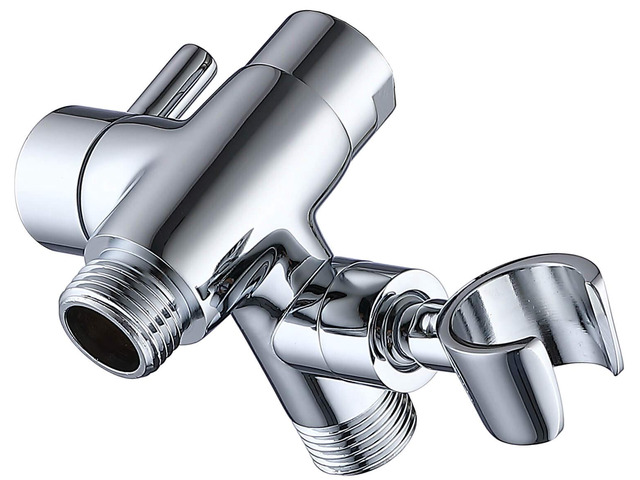 Solid Metal Shower Head Diverter with Holder 3-Way Spray Separately or Both, Adjustable-Angle Bracket, Anti-Leak, Smooth Knob Switch, Easy Install,...