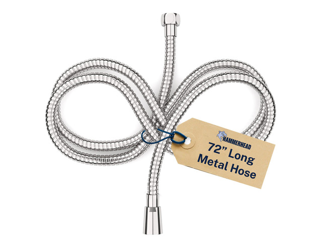 Solid Metal Shower Hose Attachment for Showerhead, Extra-Long 72-Inch Universal Replacement Hose for Hand held Shower, Chrome