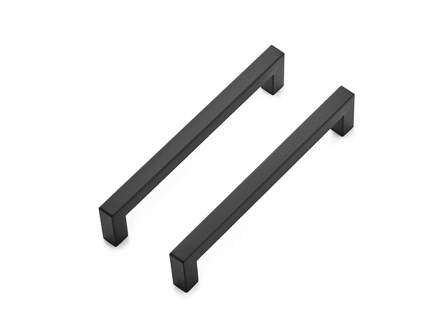 Matte Black Cabinet Handles Square Pulls 6-1/4 Inch 30 Pack Stainless Steel, Square Bar Grip, Drawer Pulls, Kitchen Cabinet Hardware, For...
