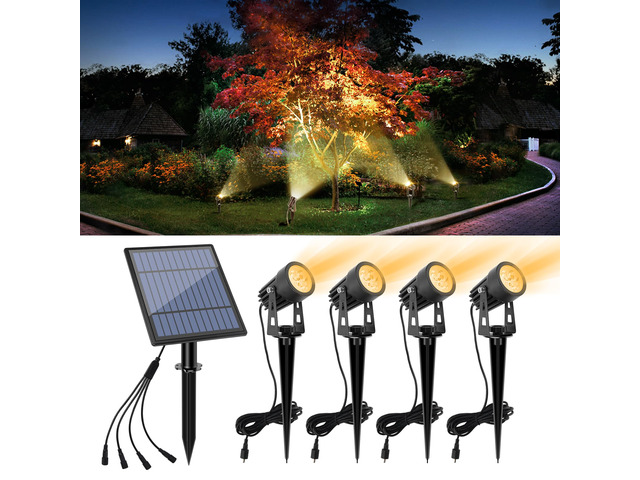 Metal Solar Spot Lights Outdoor with 9.8ft Cable Solar Powered Landscape Lighting Low Voltage IP65 Waterproof Auto On/Off for Outside Garden Yard...