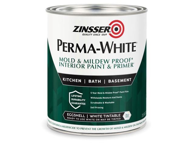 02774 PERMA-WHITE Mold & Mildew Proof Interior Paint, Quart, Eggshell White
