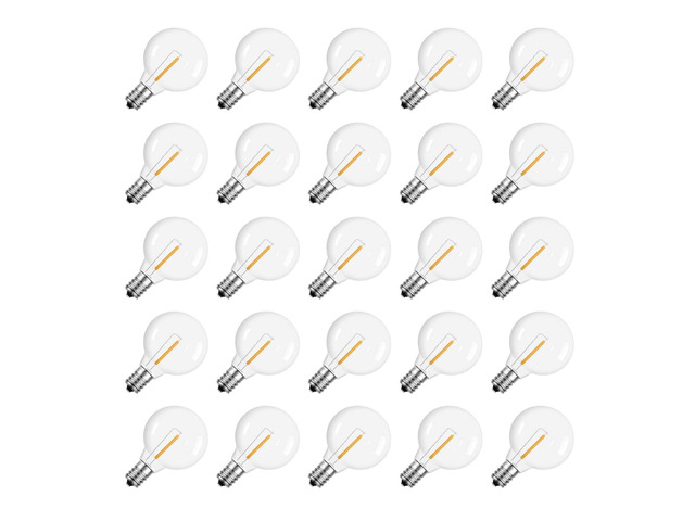 25 Pack G40 LED Outdoor String Light Replacement Bulbs, Warm White 1W 120V, E12 Base, Shatterproof & Waterproof, LED Small Globe Light Bulbs for...