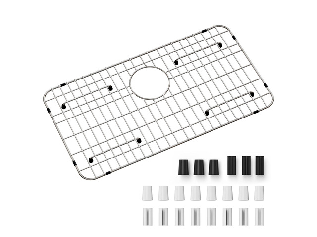 Kitchen Sink Grid and Sink Protectors,26-1/16'x14-1/16' Stainless Steel Sink Grid Protectors for Kitchen Sink with Rear Drain for Single Bowl Sinks