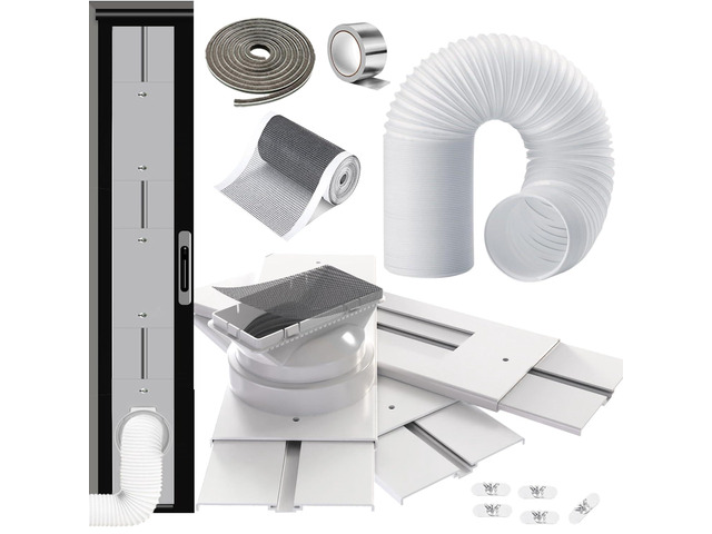 95' Sliding Door AC Vent Kit with 5.9'AC Hose Filter Screen & Weather Stripping Universal 5.0/5.9 Inch Coupler for Window/Sliding Glass Door...