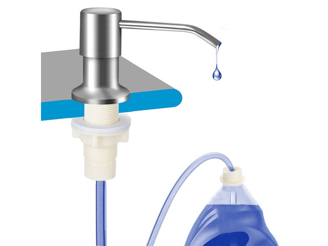 Dish Soap Dispenser for Kitchen Sink (Brushed Nickel), Countertop Sink Soap Dispenser Water Pump with 47 No-Spill Extension Tube Kit Design for...