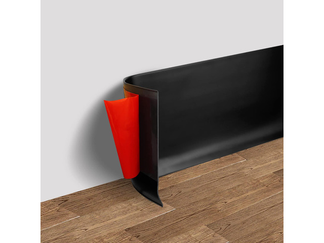 Vinyl Wall Base Baseboard Molding Trim 4' Flexible Self Adhesive Rubber Wall Base Moulding Trim Peel and Stick Design, 4 Inch x 20 Feet, Black