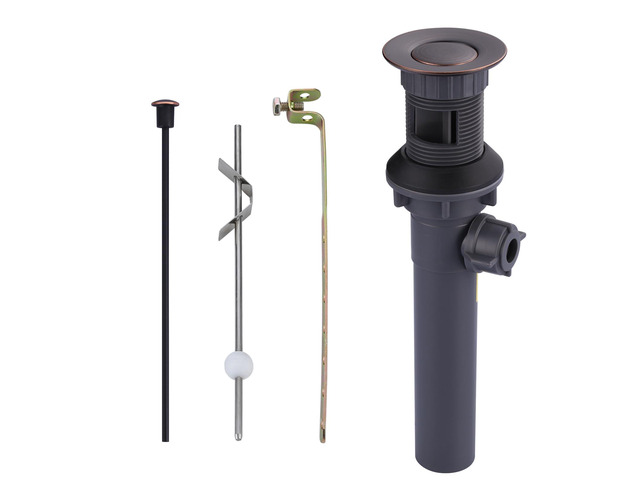 Bathroom Sink Drain with Lift Rod, Oil Rubbed Bronze Sink Drain with Overflow, Drain Stopper for Vessel Sink