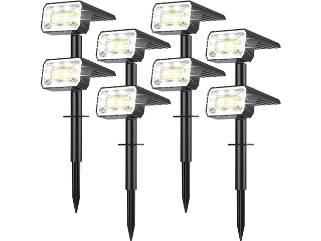 Solar Spot Lights Outdoor, Landscape Spotlights, 8 Pack Cool White 800Lumens 100 LEDs, 4 Lighting Modes, IP65 Waterproof, 2-in-1 Solar Uplights for...
