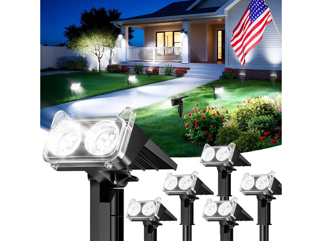 Solar Lights Outdoor Waterproof IP65, 6 Pack Solar Spot Lights Outdoor With 14 Big LEDs, 2-in-1 Wall Lights & 2 Modes Solar Powered Landscape...