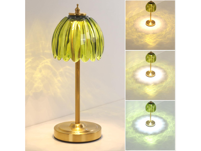 Tulip Table Lamp with 5000mAh Battery & Touch Control, Cordless Table Lamp with 3 Colors, Dimmable Rechargeable Table Lamps for Bedroom,...