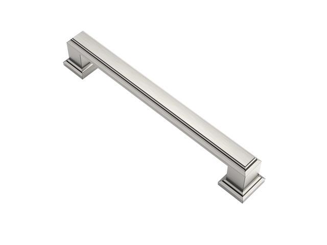 Brushed Satin Nickel Cabinet Pulls and Handles 10 Pack, AL3071SN 5 Inch Hole Center, Solid Metal Build, Rectangle Decorative Hardware Handles,...