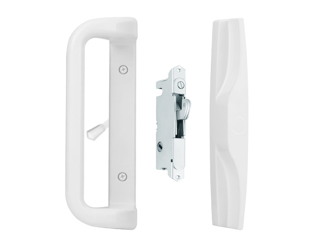 Sliding Patio Door Handle Set, Mortise Lock, 3-15/16', White Fits 1-1/4' to 2' thick sliding glass doors; reversible design. Key cylinder not included
