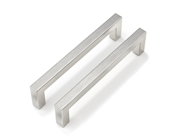 Brushed Nickel Cabinet Pulls 30 Pack 5 Inch, Square Drawer Handles, Stainless Steel, Screws Included, Silver Kitchen Hardware for Cupboard Closet...