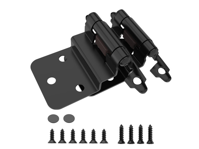 3/8 Inch Inset Cabinet Hinges, 25 Pairs(50 Pack) Self Closing Flush Face Mount Hinges with Door Bumper, Variable Decorative Hardware for Bathroom,...