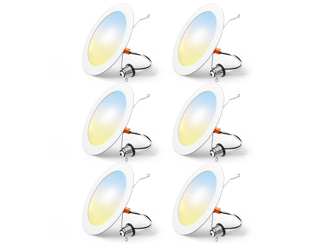 6 Pack Retrofit LED Recessed Lighting 6 Inch, 5CCT, White 2700K/3000K/4000K/5000K/6000K Selectable, Dimmable Flat Can Lights, 1000LM Brightness,...