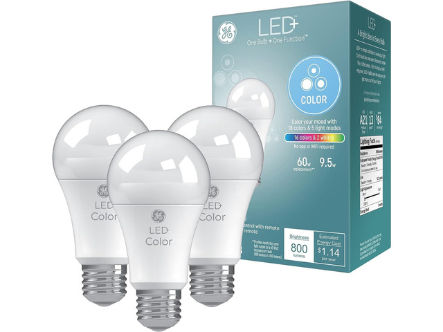 LED+ Color Changing LED Light Bulbs with Remote, No App or Wi-Fi Required, A19 Bulbs (3 Pack)