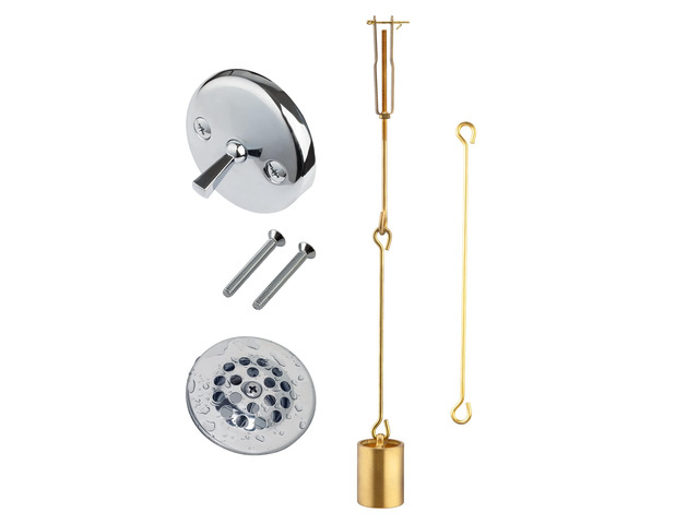 Tub Drain Linkage Assembly with Trip Lever and Strainer Done Cove, Fit for Trip Lever Bath Tub Waste and Overflow Drain by
