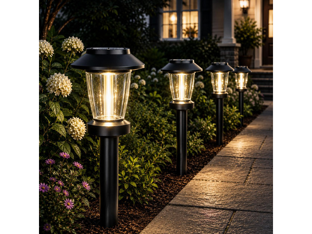 Solar Pathway Lights Outdoor, 8 Pack Warm White Tungsten Filament Solar Lights, 3 Lighting Modes, Auto On/Off, IP65 Waterproof, Dusk to Dawn Solar...