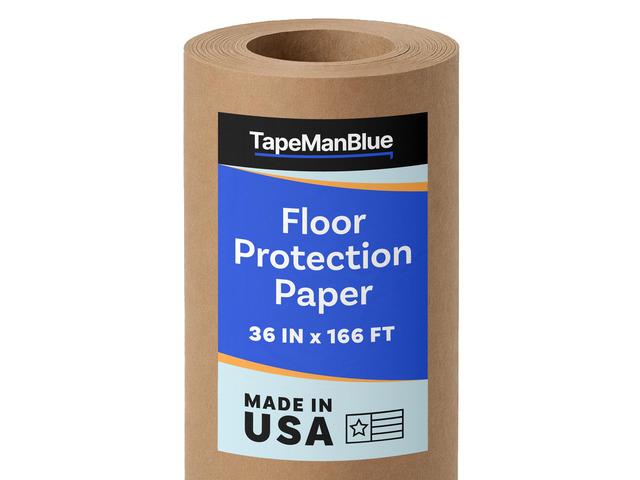 Floor Protection Paper, 36 inch x 166 ft Roll, Made in USA, 69# Brown Rosin Masking Paper Roll, 100% Recycled, Thick Floor Covering for Painting,...