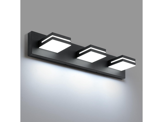 LED Modern Bathroom Vanity Light Fixtures, Modern Acrylic Bathroom Wall Lighting Fixtures Over Mirror, 3-Light, 24-Inch, Black, White