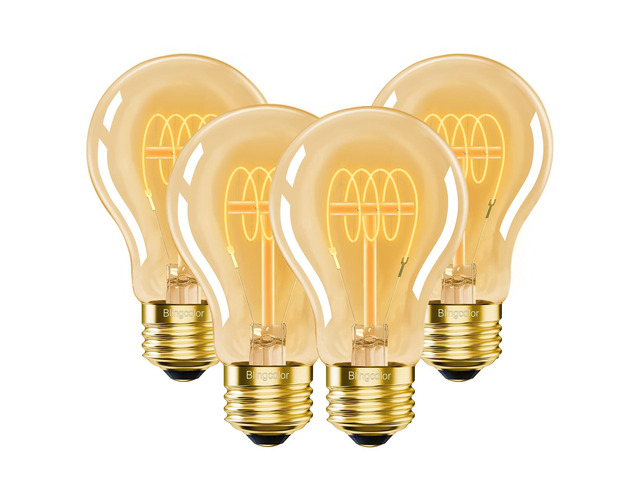 A19 Vintage LED Edison Light Bulbs 40 Watt, E26 LED Warm Light Bulbs 2200K 4 Pack, Dimmable, 4W Equal 40 Watt, Decorative Antique Spiral LED fits...