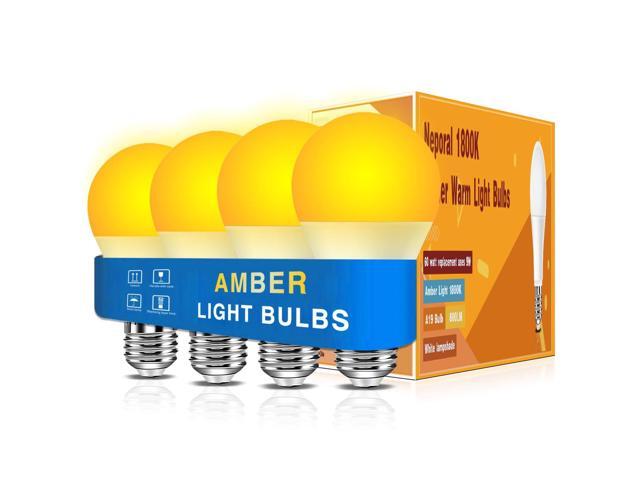 Amber Sleep Light Bulbs 1800K 4PK, 9W 60 Watt Equivalent, 99.96% Blue Blocking Soft Warm Light Bulbs A19, Amber Night Light E26 for Bedroom and...