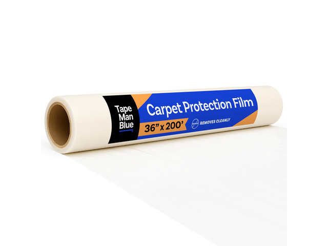 Carpet Protection Film 36' x 200' roll, Self Adhesive Plastic Carpet Protector Film with Clean Removal & Easy Unwind, Durable Protection Tape to...