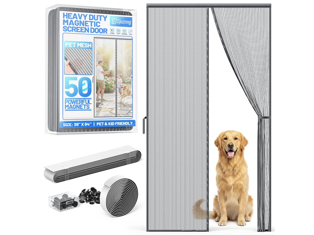 Heavy Duty Magnetic Screen Door Mesh, Door Net Screen with 50 Magnets Pet & Kid Friendly, Auto-Sealing PET Fine Mesh Doors Screen Keep Bugs Out...