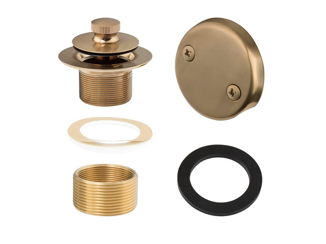 Champagne Bronze Lift & Turn Tub Trim Set with Two-Hole Overflow Faceplate and No Putty Gasket, Bathtub Conversion Kit Assembly with Universal...