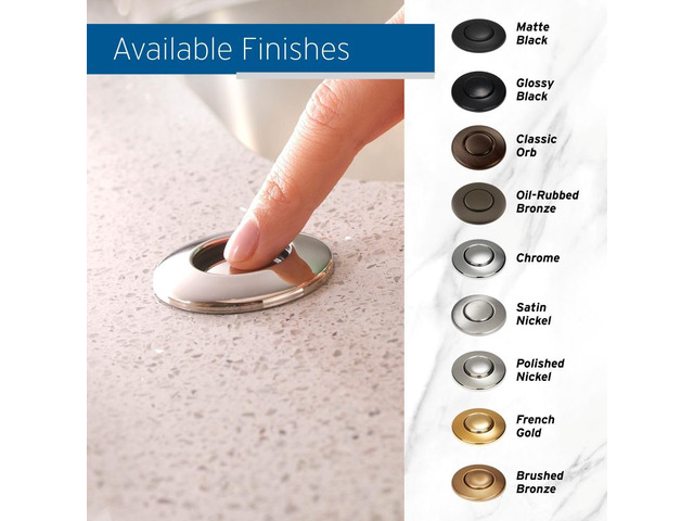 Air Switch Sink Top Decorative Button, STC-PN, Polished Nickel Compatible with Dual Outlet Garbage Disposal Air Switch Kits (STS-OO and STS-OOSN)
