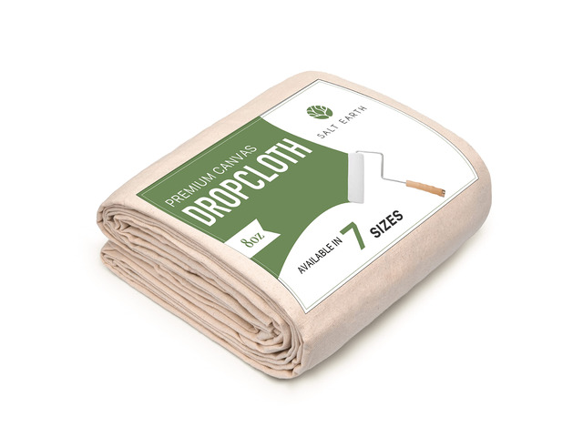Canvas Drop Cloth 1Pc, Reusable Paint Drop Cloth, 100% Recycled Cotton Canvas Tarp Cover for Painter, Furniture, Floor Protection, All Purpose...