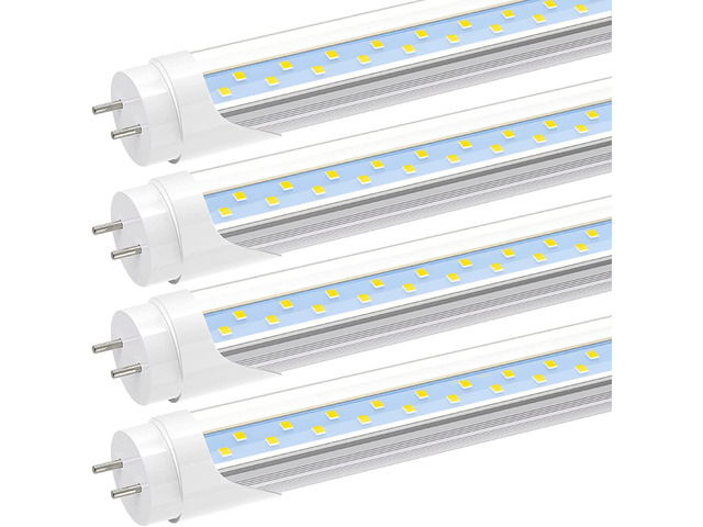 T8 LED 4FT Type A+B Light Bulbs, 24W(65W Equivalent), 3200LM, 6000K, Plug and Play or Ballast Bypass, 4 Foot LED Fluorescent Light Bulbs, ETL...
