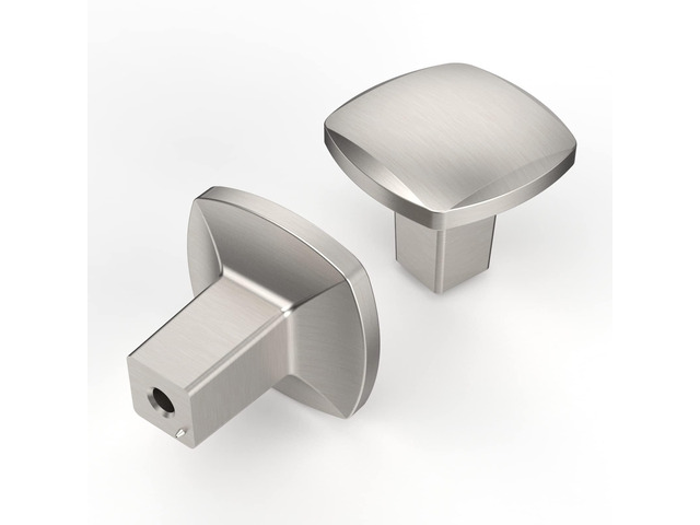 10 Pack Brushed Satin Nickel Kitchen Cabinet Knobs Heavy-Duty Solid Zinc,Square, 2 Screw Sizes,Single Hole Knob, Cupboards, Drawers, Dressers,...