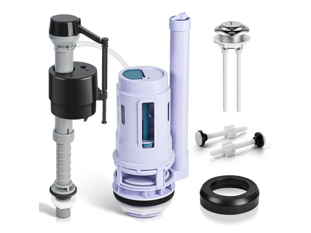 3-Inch Dual Flush Valve Replacement Kit for 2-Piece Toilets, Universal Toilet Repair Kit with Push Button, Fill Valve, Gasket & Bolts,Compatible...