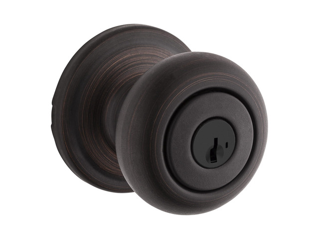Hancock Entry Door Knob with Lock and Key, Secure Keyed Handle Exterior, Front Entrance and Bedroom, Venetian Bronze, Pick Resistant SmartKey Rekey...