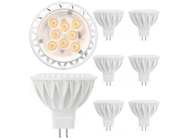 MR16 LED Bulbs 5W GU5.3 12V 2700K Warm White 6 Pack 50W Halogen Equivalent, Non-Dimmable, 38° Beam Angle, Landscape, Recessed, Track Lighting